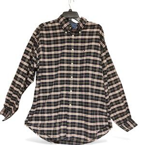 Vintage Tommy Hilfiger Button Shirt Mens Plaid Long Sleeve size L 100 %Cotton